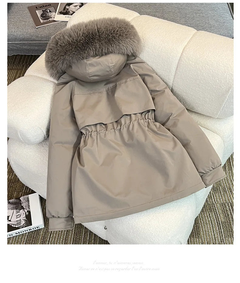 MadeForStyle Winter Warm Puffer Coat – Fleece-Lined Faux Fur Hooded Jacket for Women