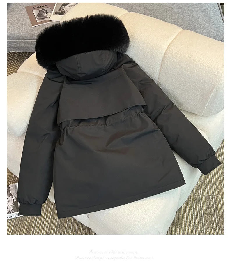 MadeForStyle Winter Warm Puffer Coat – Fleece-Lined Faux Fur Hooded Jacket for Women