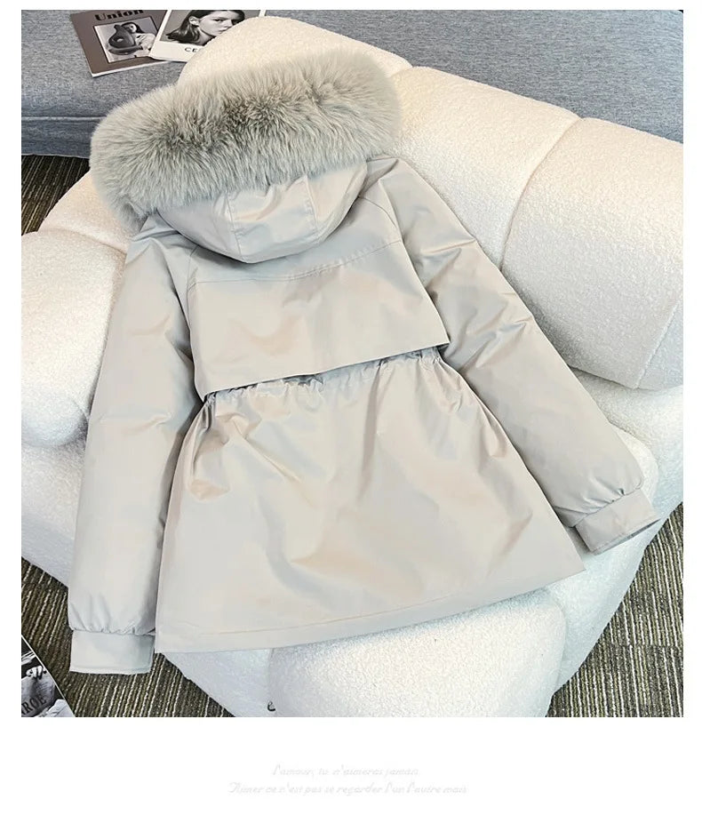 MadeForStyle Winter Warm Puffer Coat – Fleece-Lined Faux Fur Hooded Jacket for Women