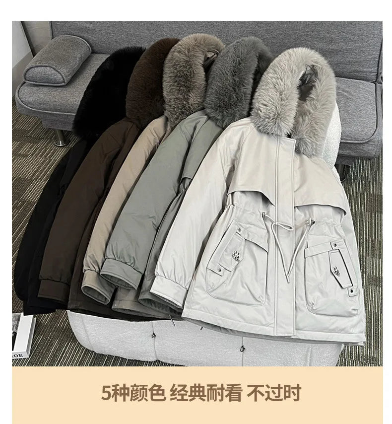 MadeForStyle Winter Warm Puffer Coat – Fleece-Lined Faux Fur Hooded Jacket for Women